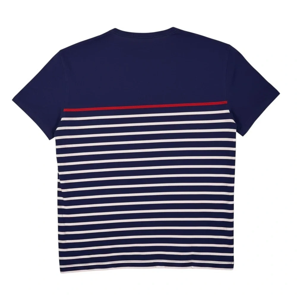 Polo Ralph Lauren Crewneck Shirt Men XL Blue Red Stripe Custom Slim Fit Nautical